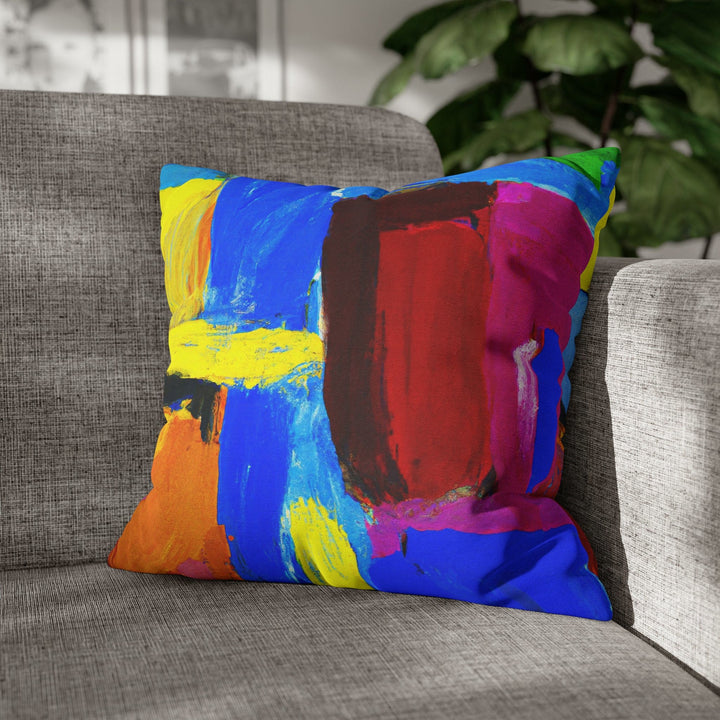 Decorative Throw Pillow Cover - Blue Red Yellow Multicolor Abstract Pattern
