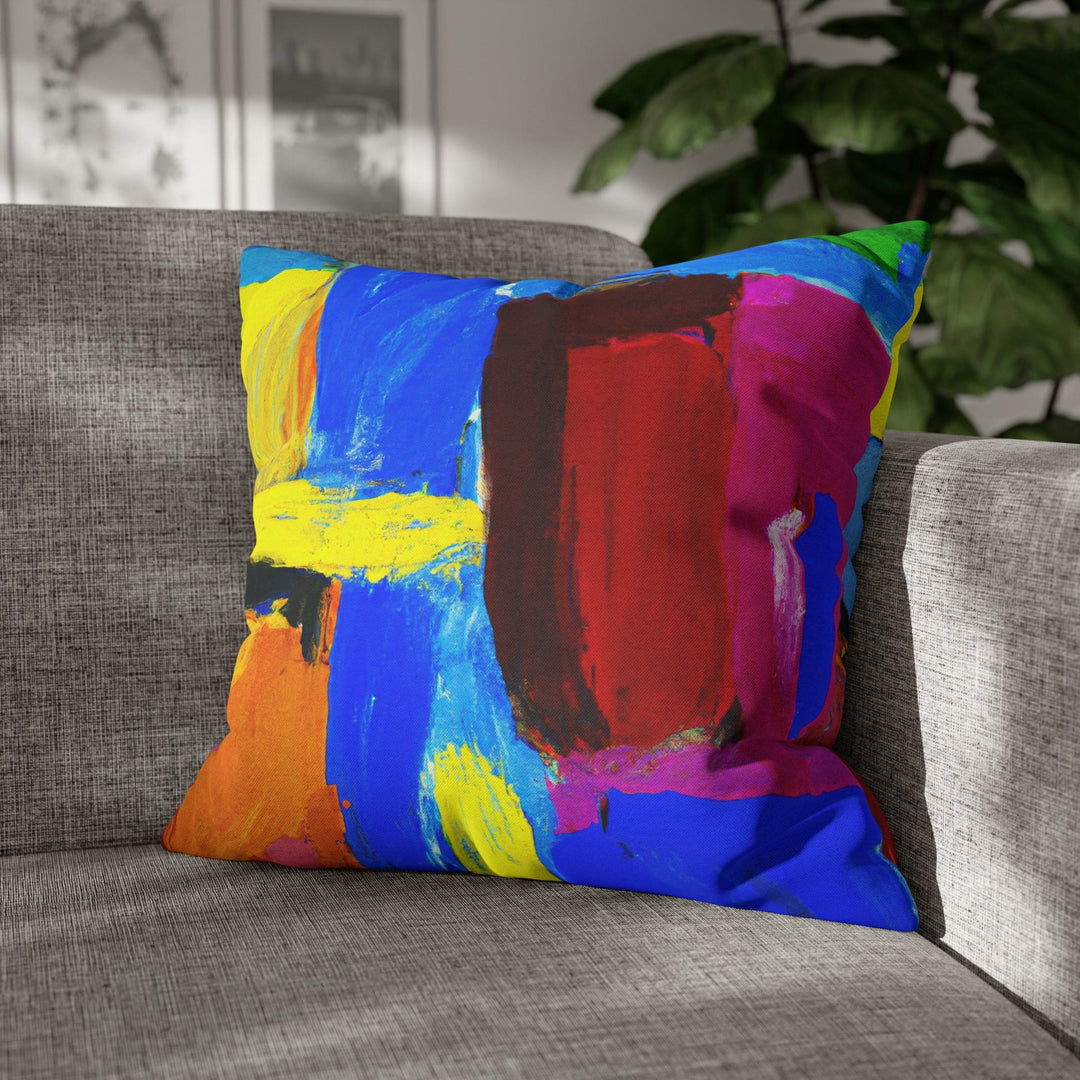 Decorative Throw Pillow Cover - Blue Red Yellow Multicolor Abstract Pattern