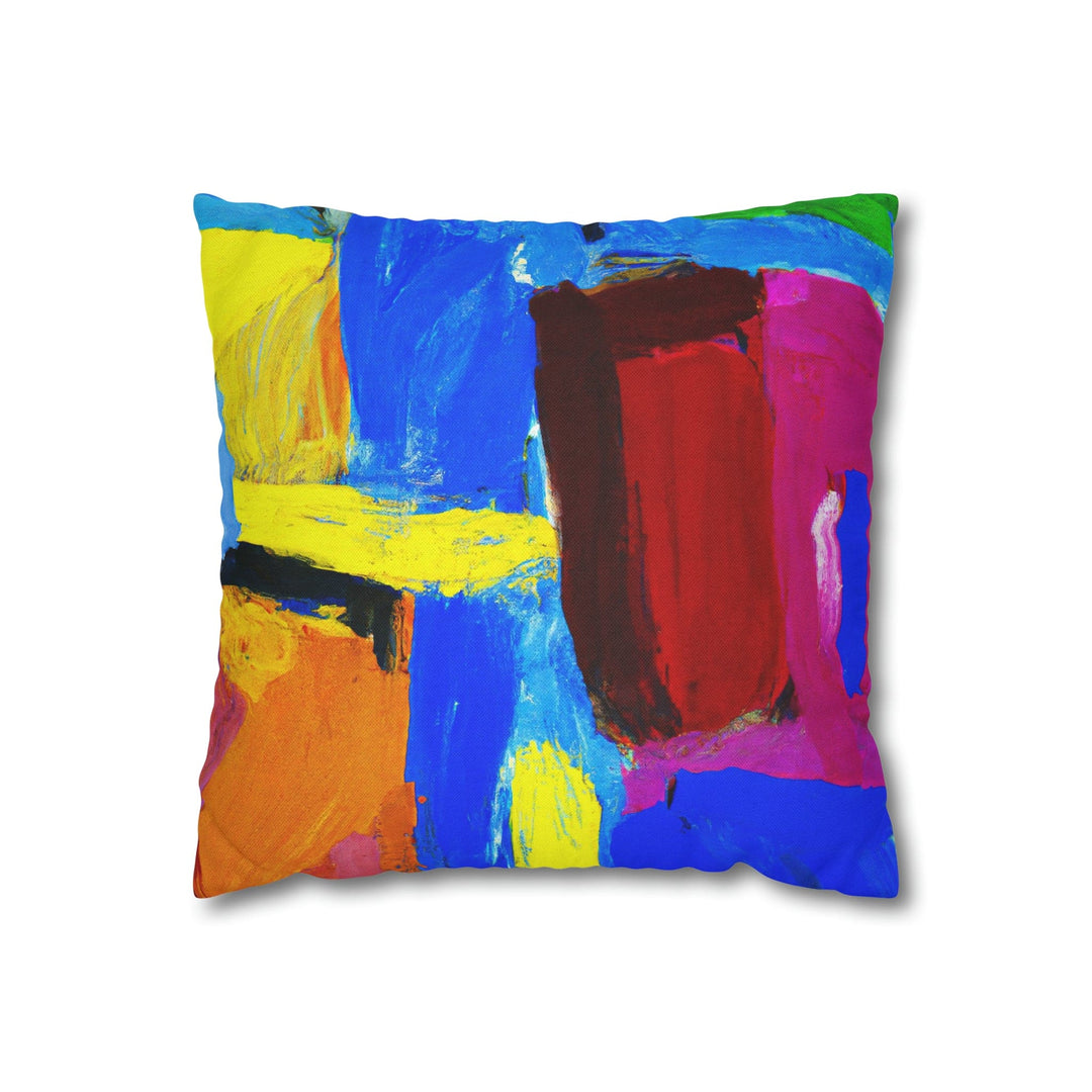 Decorative Throw Pillow Cover - Blue Red Yellow Multicolor Abstract Pattern