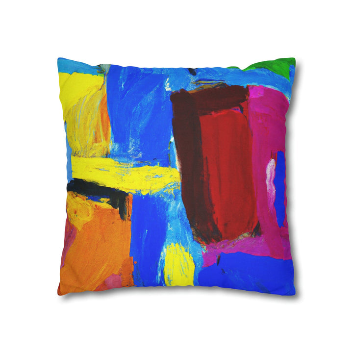 Decorative Throw Pillow Cover - Blue Red Yellow Multicolor Abstract Pattern