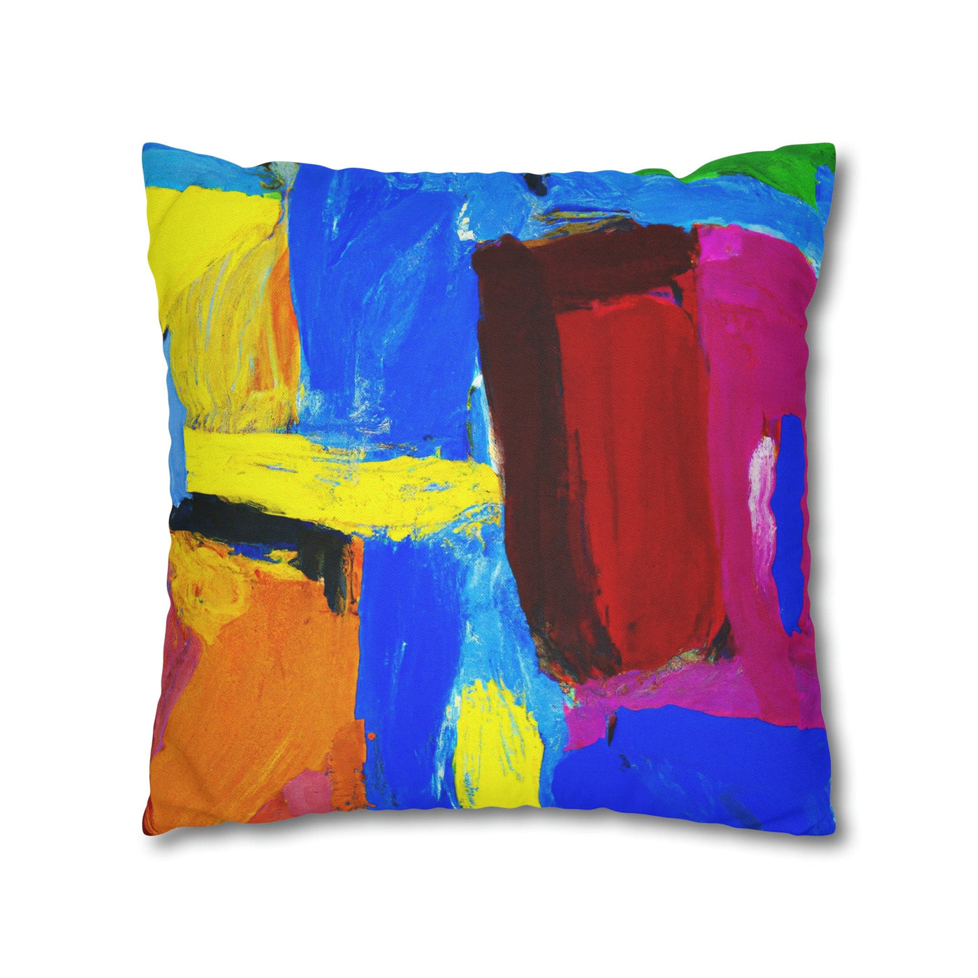 Decorative Throw Pillow Covers With Zipper - Set Of 2 Blue Red Yellow