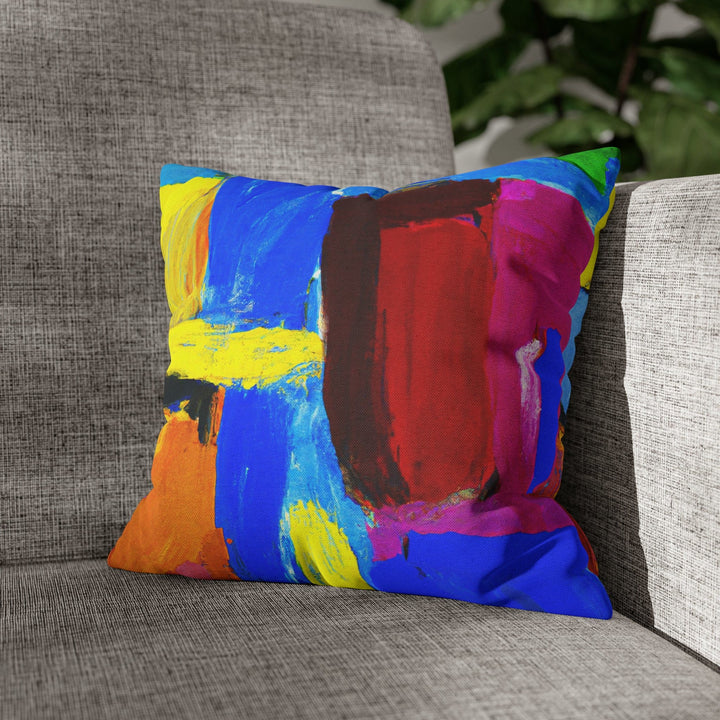 Decorative Throw Pillow Cover - Blue Red Yellow Multicolor Abstract Pattern