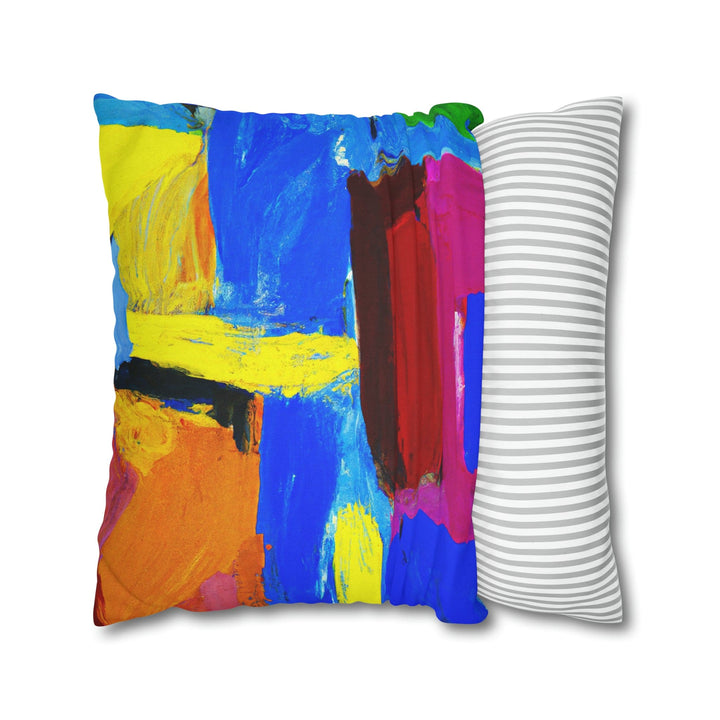 Decorative Throw Pillow Cover - Blue Red Yellow Multicolor Abstract Pattern