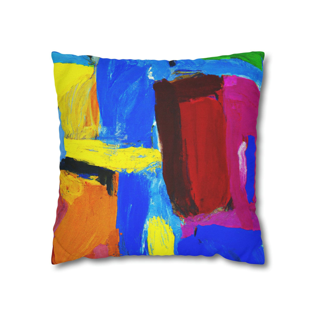 Decorative Throw Pillow Cover - Blue Red Yellow Multicolor Abstract Pattern