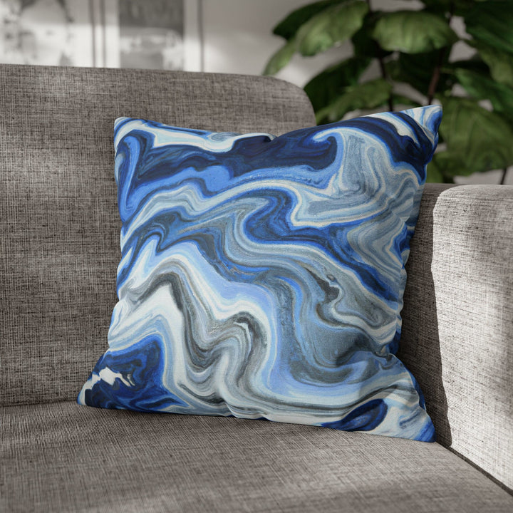 Decorative Throw Pillow Cover Blue White Grey Marble Pattern - Decorative