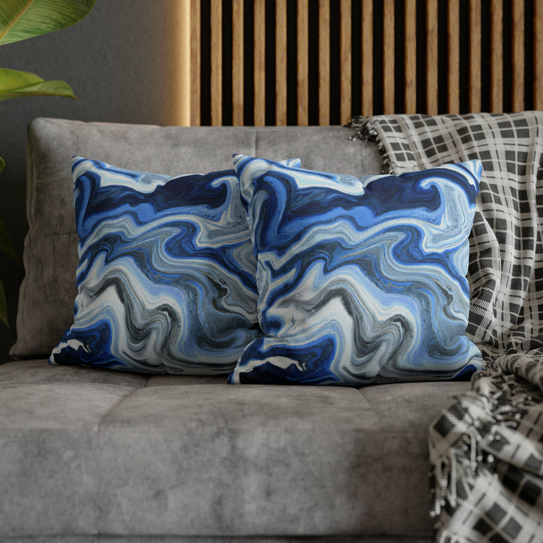 Decorative Throw Pillow Cover Blue White Grey Marble Pattern - Decorative