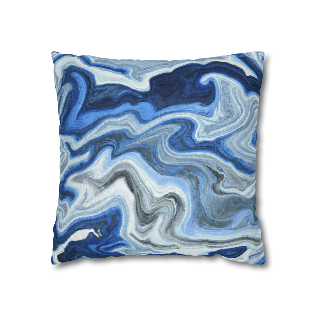 Decorative Throw Pillow Cover Blue White Grey Marble Pattern - Decorative