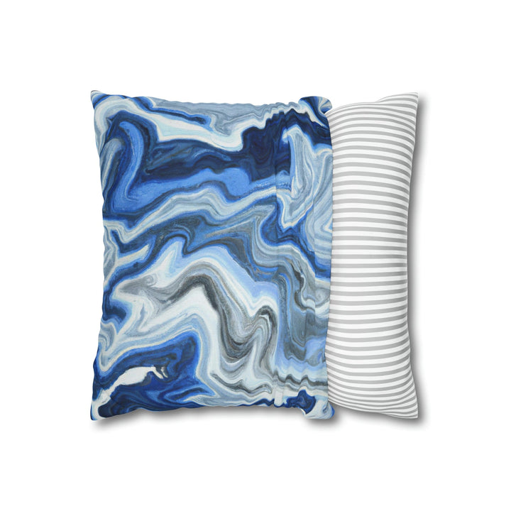 Decorative Throw Pillow Cover Blue White Grey Marble Pattern - Decorative