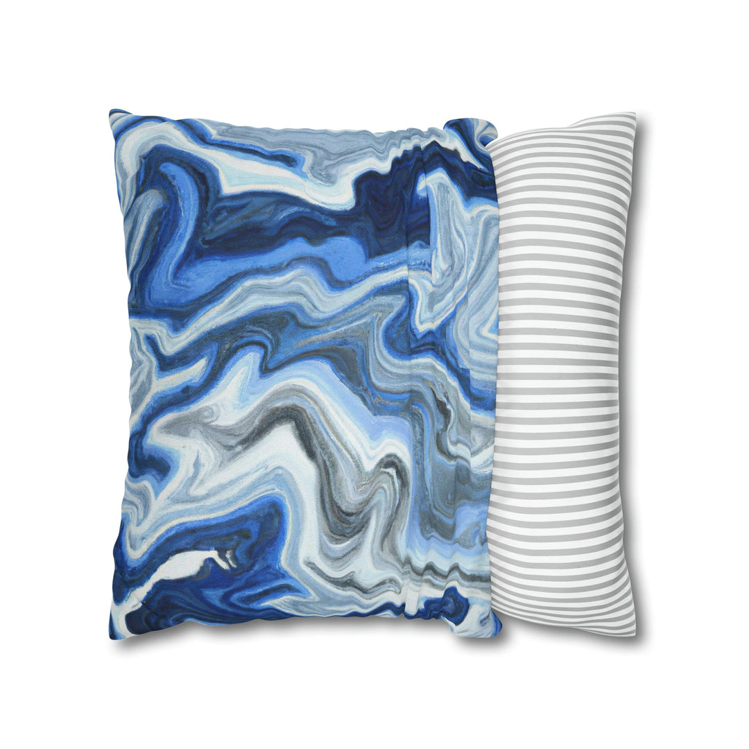 Decorative Throw Pillow Cover Blue White Grey Marble Pattern - Decorative