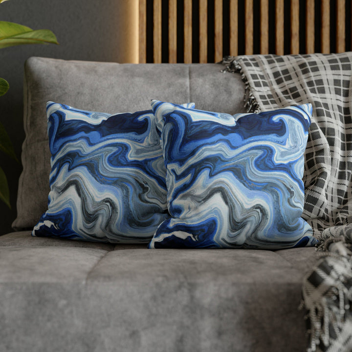 Decorative Throw Pillow Cover Blue White Grey Marble Pattern - Decorative