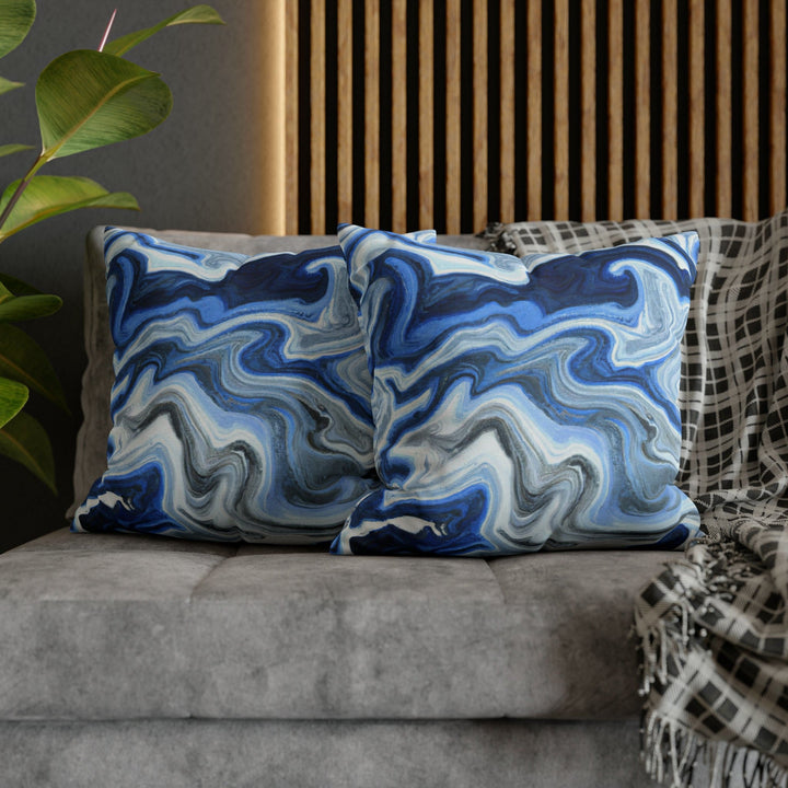 Decorative Throw Pillow Cover Blue White Grey Marble Pattern - Decorative