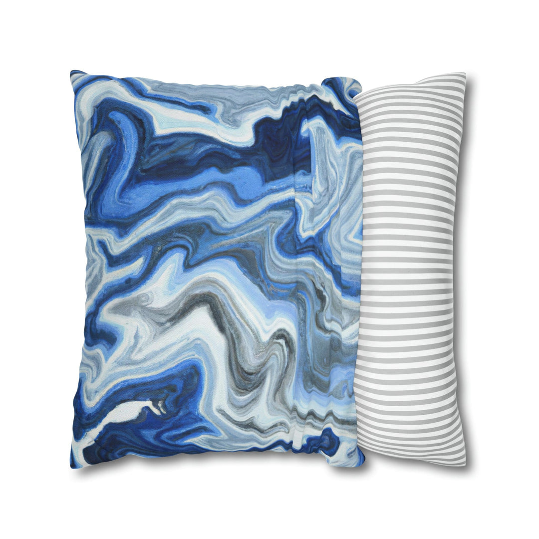 Decorative Throw Pillow Cover Blue White Grey Marble Pattern - Decorative