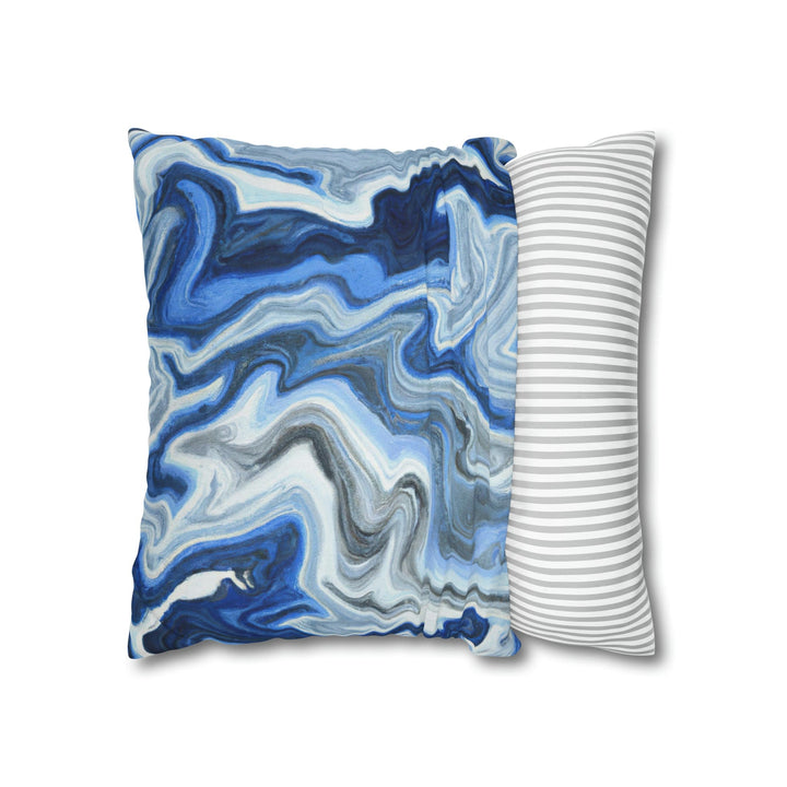 Decorative Throw Pillow Cover Blue White Grey Marble Pattern - Decorative