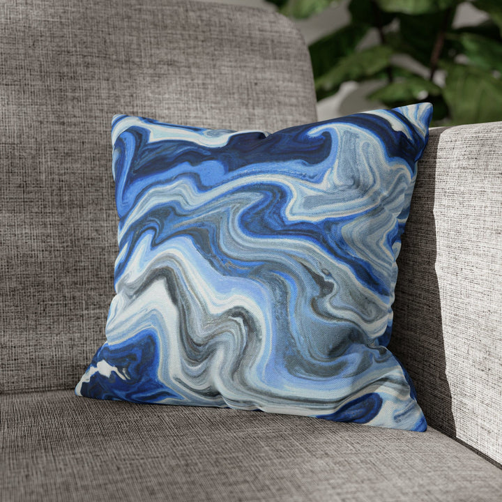 Decorative Throw Pillow Cover Blue White Grey Marble Pattern - Decorative