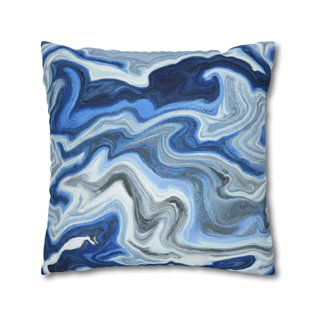 Decorative Throw Pillow Cover Blue White Grey Marble Pattern - Decorative