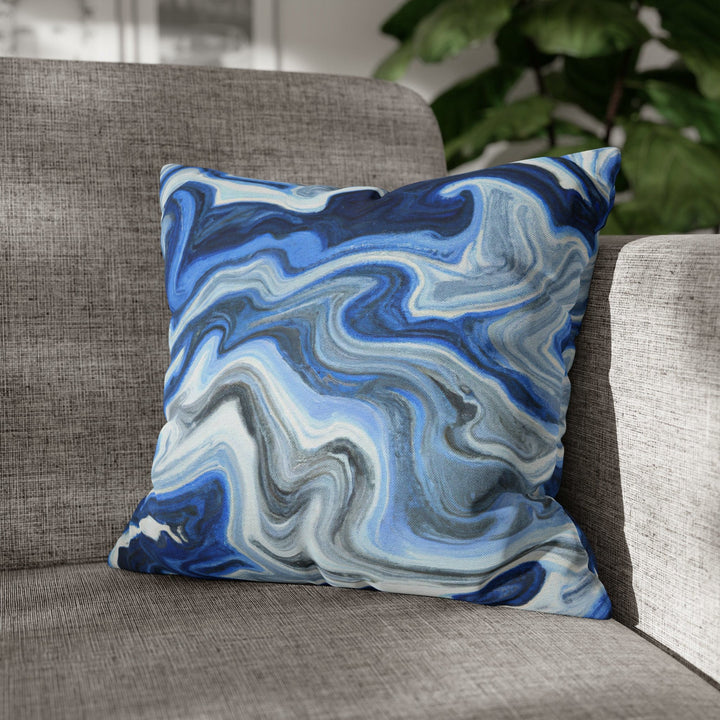 Decorative Throw Pillow Cover Blue White Grey Marble Pattern - Decorative