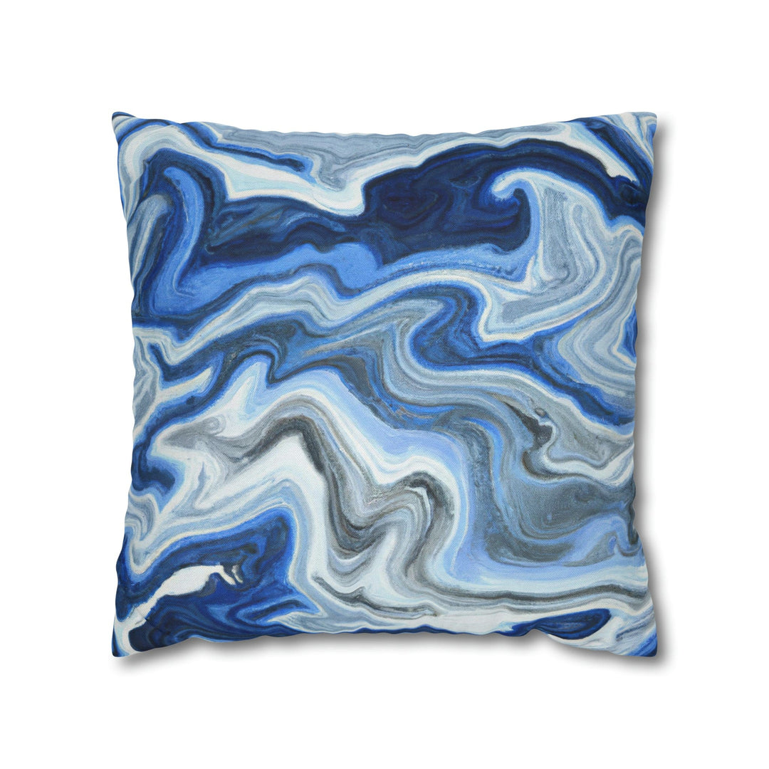 Decorative Throw Pillow Cover Blue White Grey Marble Pattern - Decorative