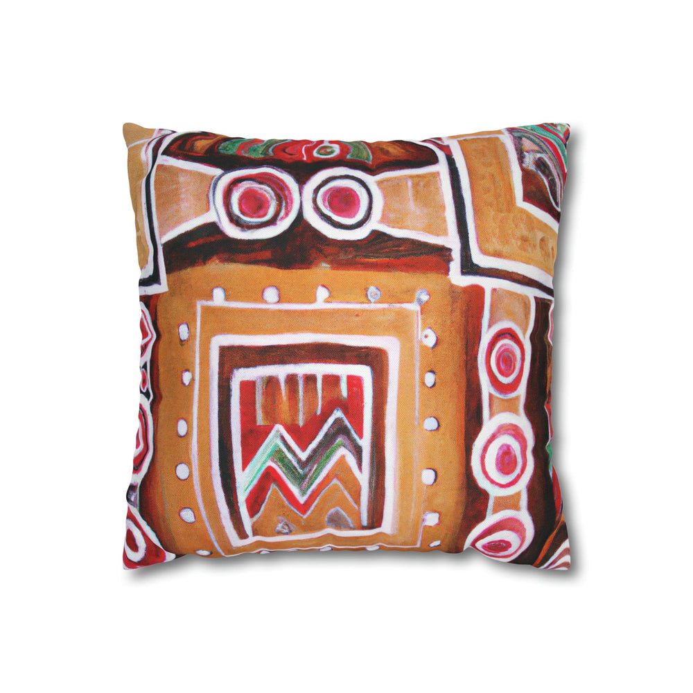 Decorative Throw Pillow Cover Brown Orange Green Aztec Pattern - Decorative