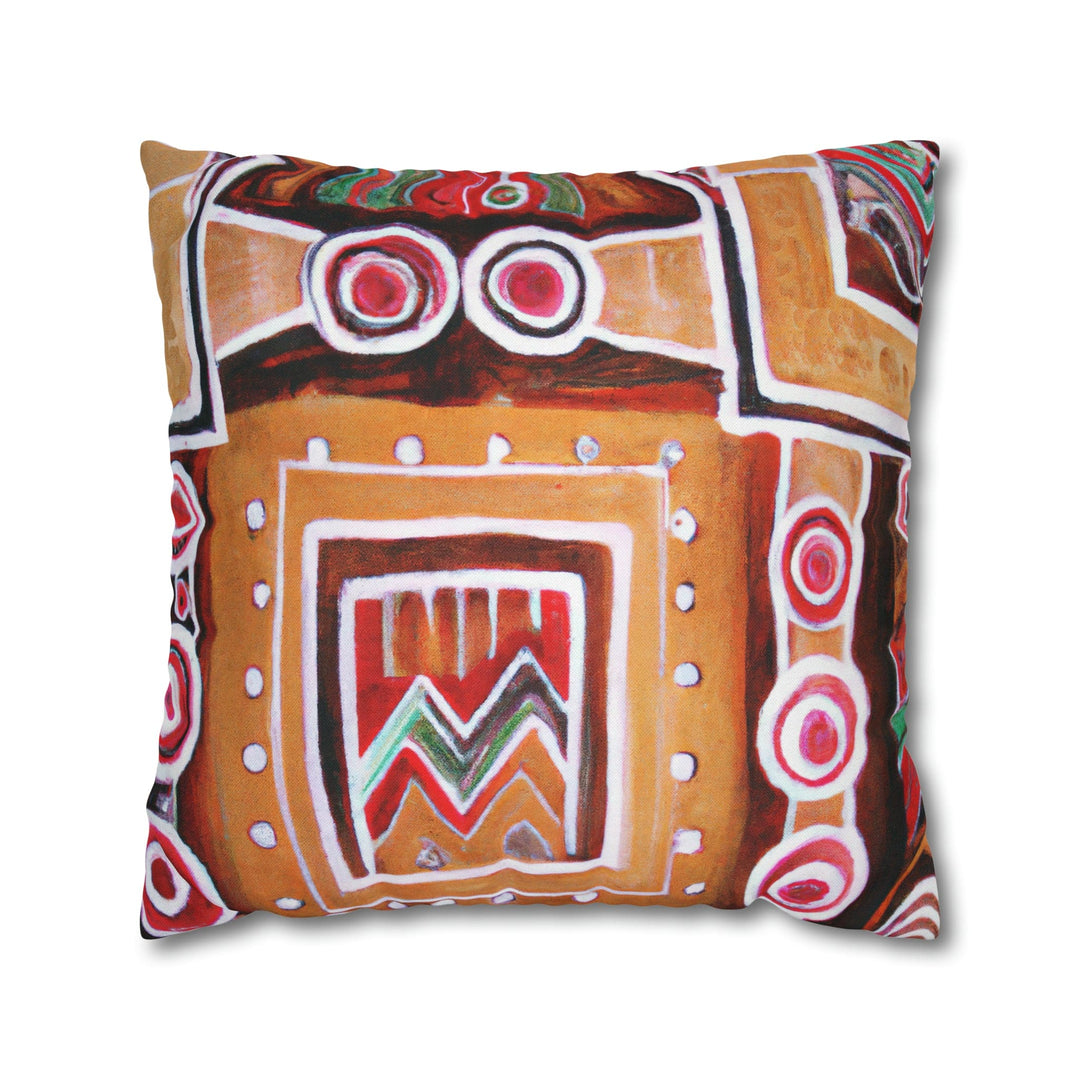 Decorative Throw Pillow Cover Brown Orange Green Aztec Pattern - Decorative