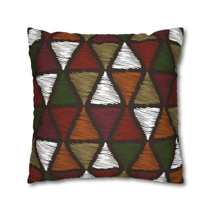 Decorative Throw Pillow Cover - Green and White Tribal Quilt Pattern
