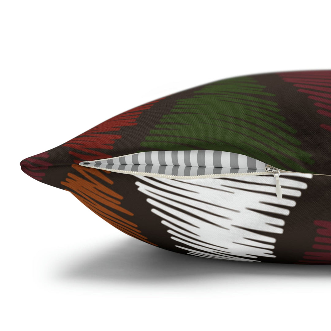 Decorative Throw Pillow Cover - Green and White Tribal Quilt Pattern