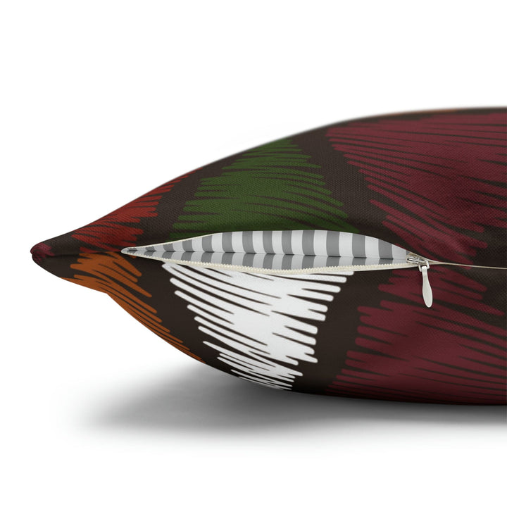 Decorative Throw Pillow Cover - Green and White Tribal Quilt Pattern