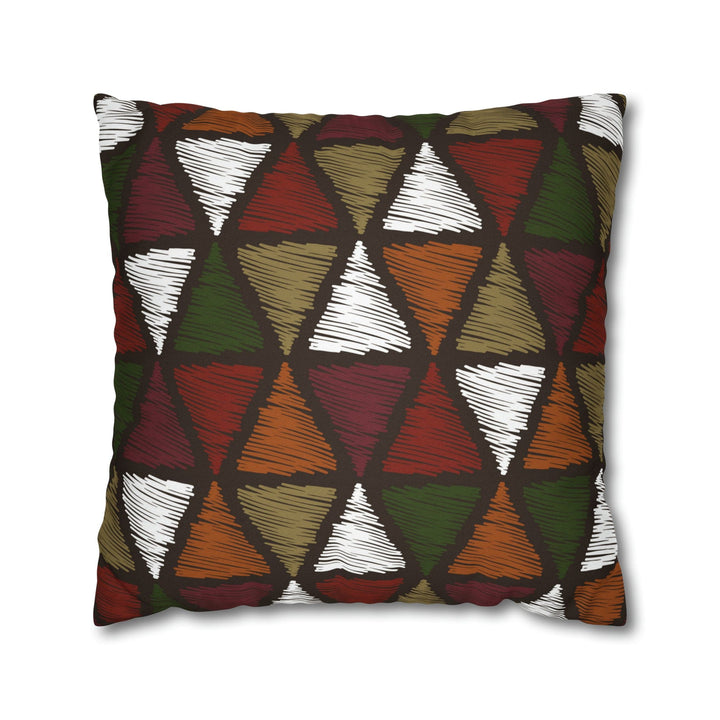 Decorative Throw Pillow Cover - Green and White Tribal Quilt Pattern