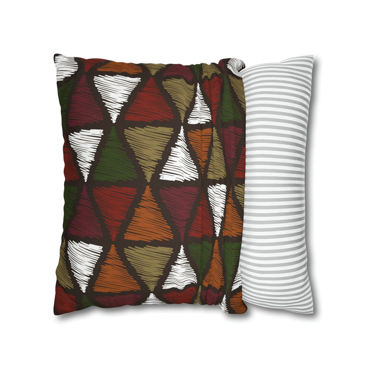 Decorative Throw Pillow Cover - Green and White Tribal Quilt Pattern