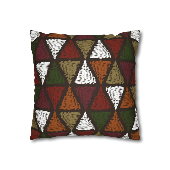 Decorative Throw Pillow Cover - Green and White Tribal Quilt Pattern