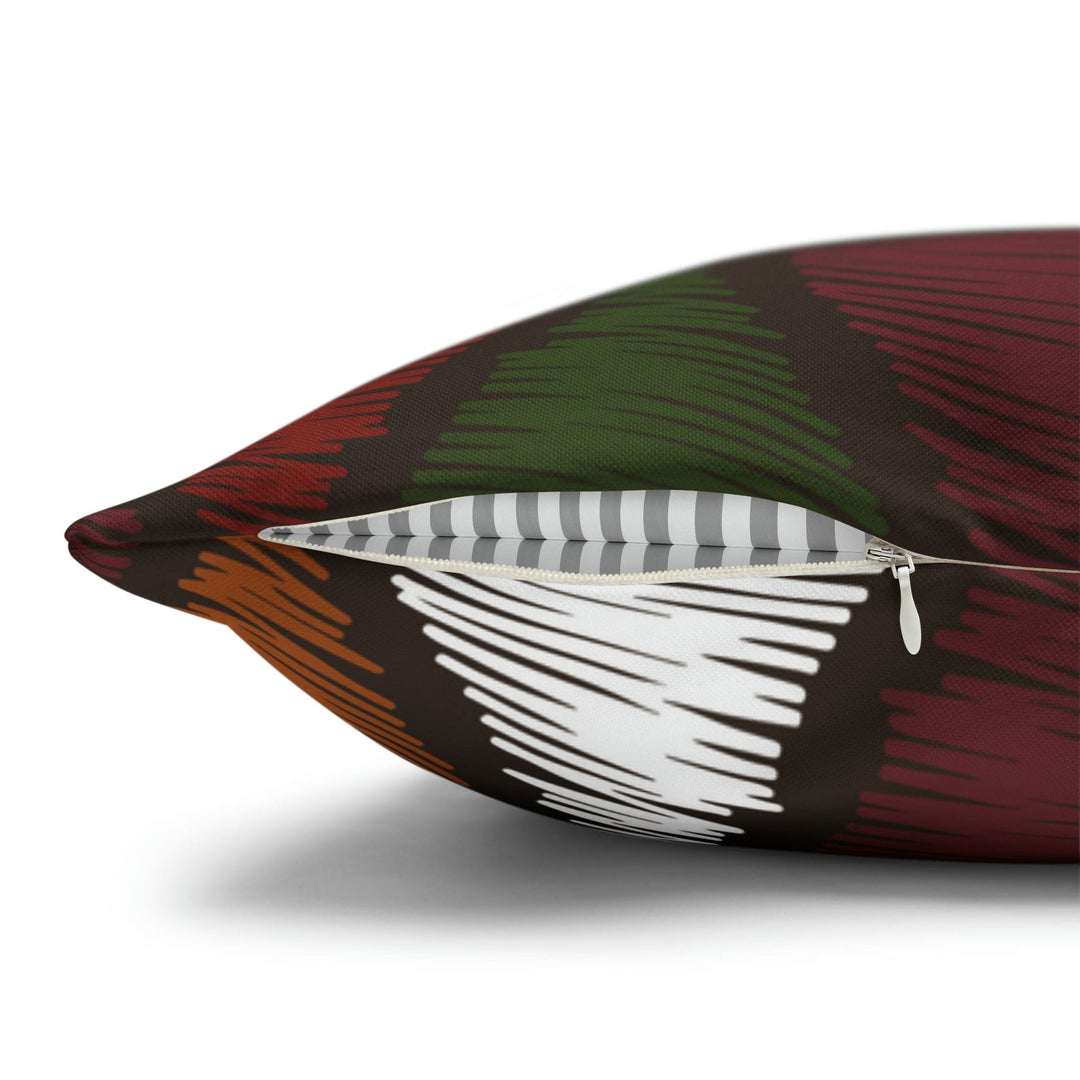 Decorative Throw Pillow Cover - Green and White Tribal Quilt Pattern