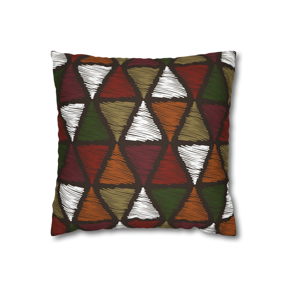Decorative Throw Pillow Cover - Green and White Tribal Quilt Pattern