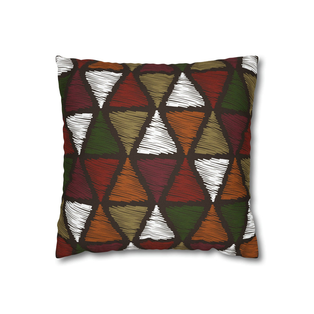 Decorative Throw Pillow Cover - Green and White Tribal Quilt Pattern