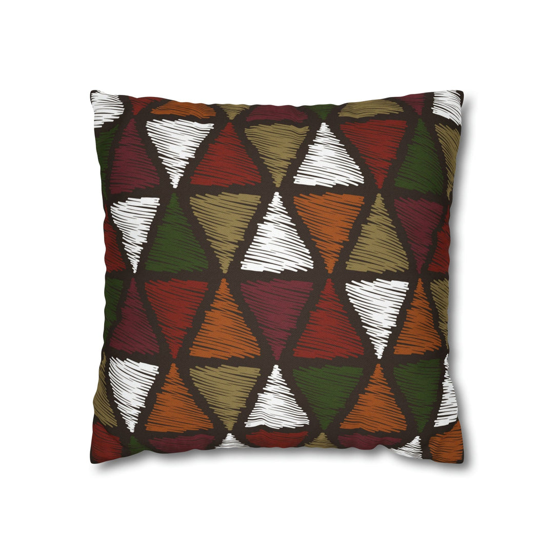 Decorative Throw Pillow Cover - Green and White Tribal Quilt Pattern