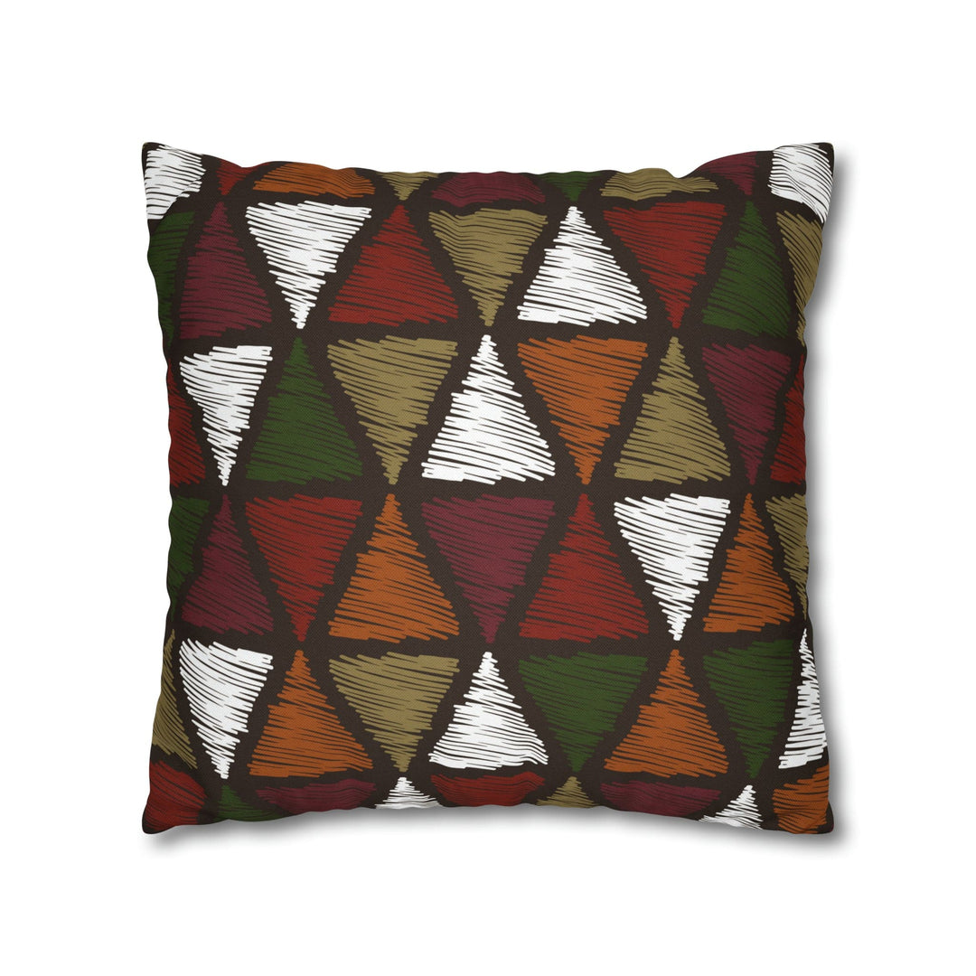 Decorative Throw Pillow Cover - Green and White Tribal Quilt Pattern