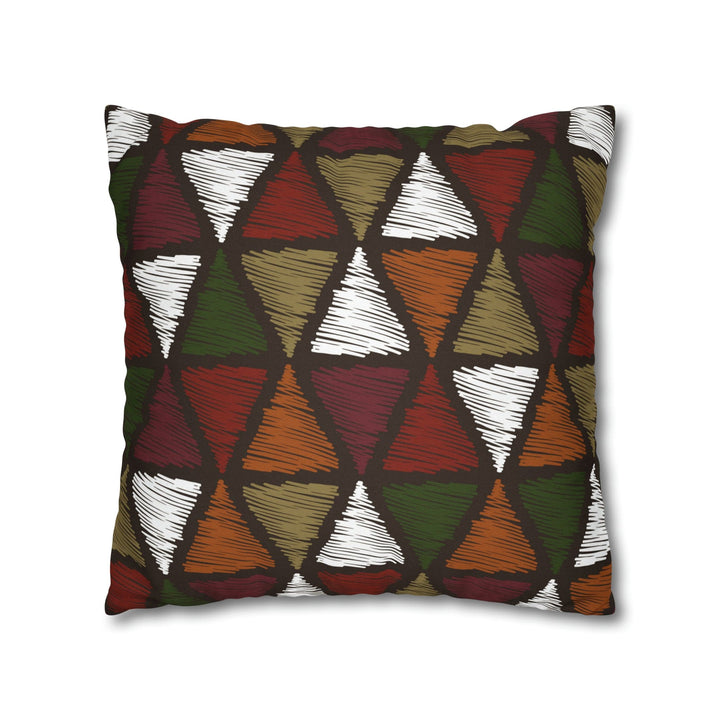 Decorative Throw Pillow Cover - Green and White Tribal Quilt Pattern