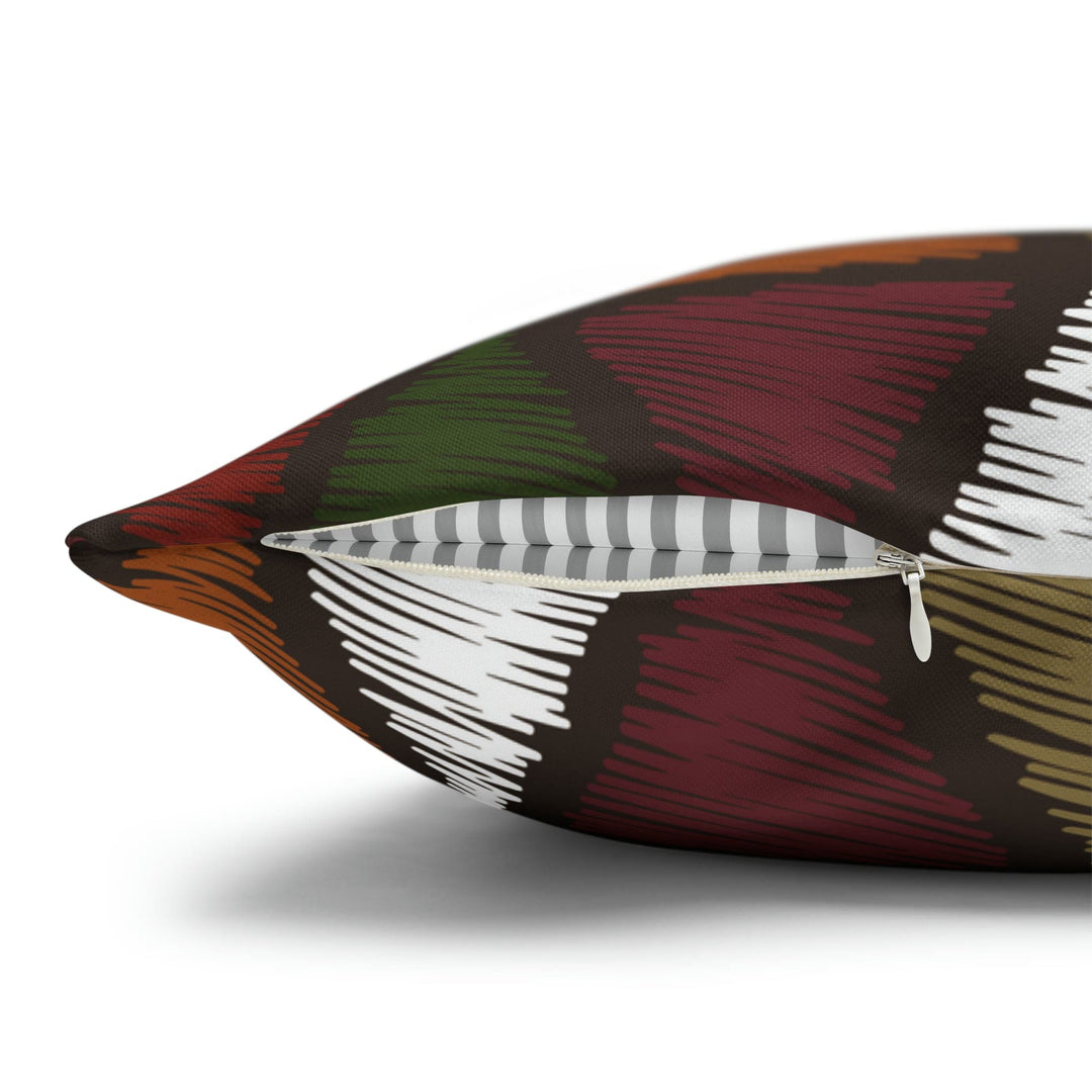 Decorative Throw Pillow Cover - Green and White Tribal Quilt Pattern