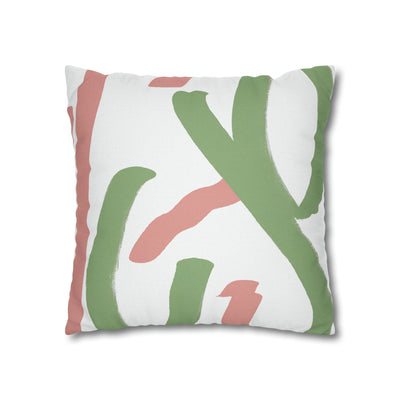 Decorative Throw Pillow Covers With Zipper - Set Of 2 Green Mauve Abstract