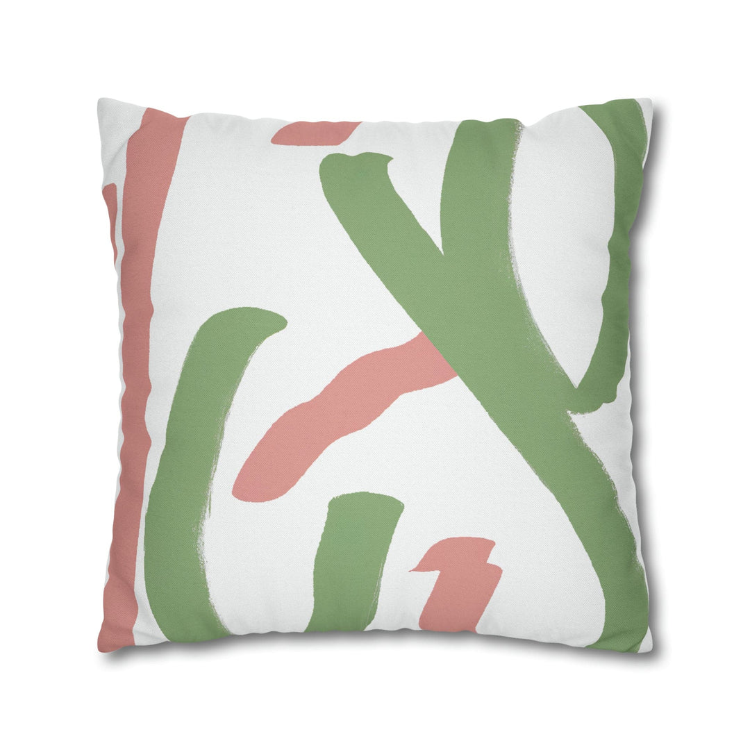 Decorative Throw Pillow Cover Green Mauve Abstract Brush Strokes - Decorative