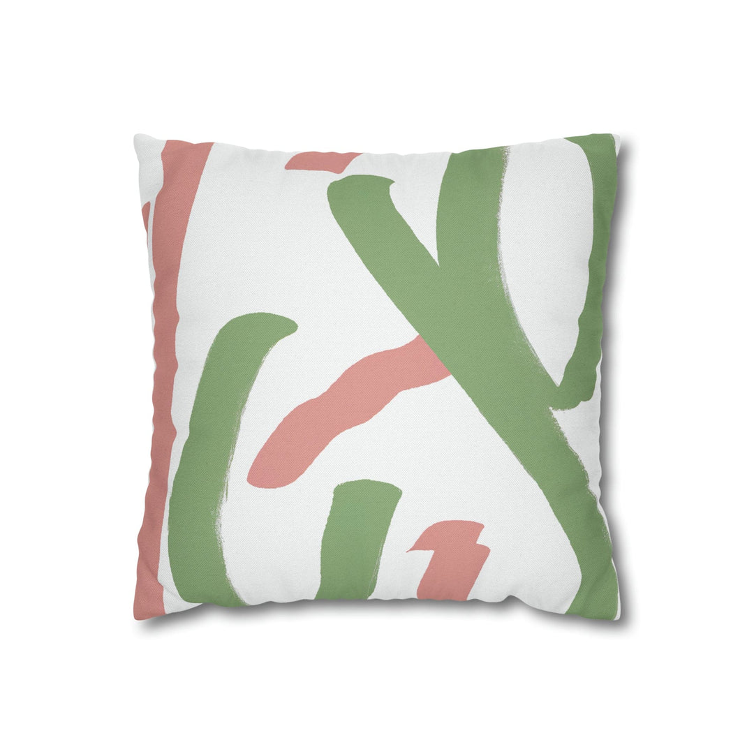 Decorative Throw Pillow Cover Green Mauve Abstract Brush Strokes - Decorative