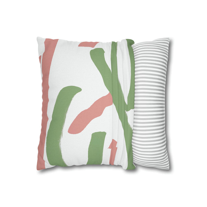 Decorative Throw Pillow Cover Green Mauve Abstract Brush Strokes - Decorative