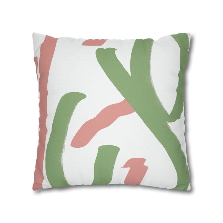 Decorative Throw Pillow Cover Green Mauve Abstract Brush Strokes - Decorative