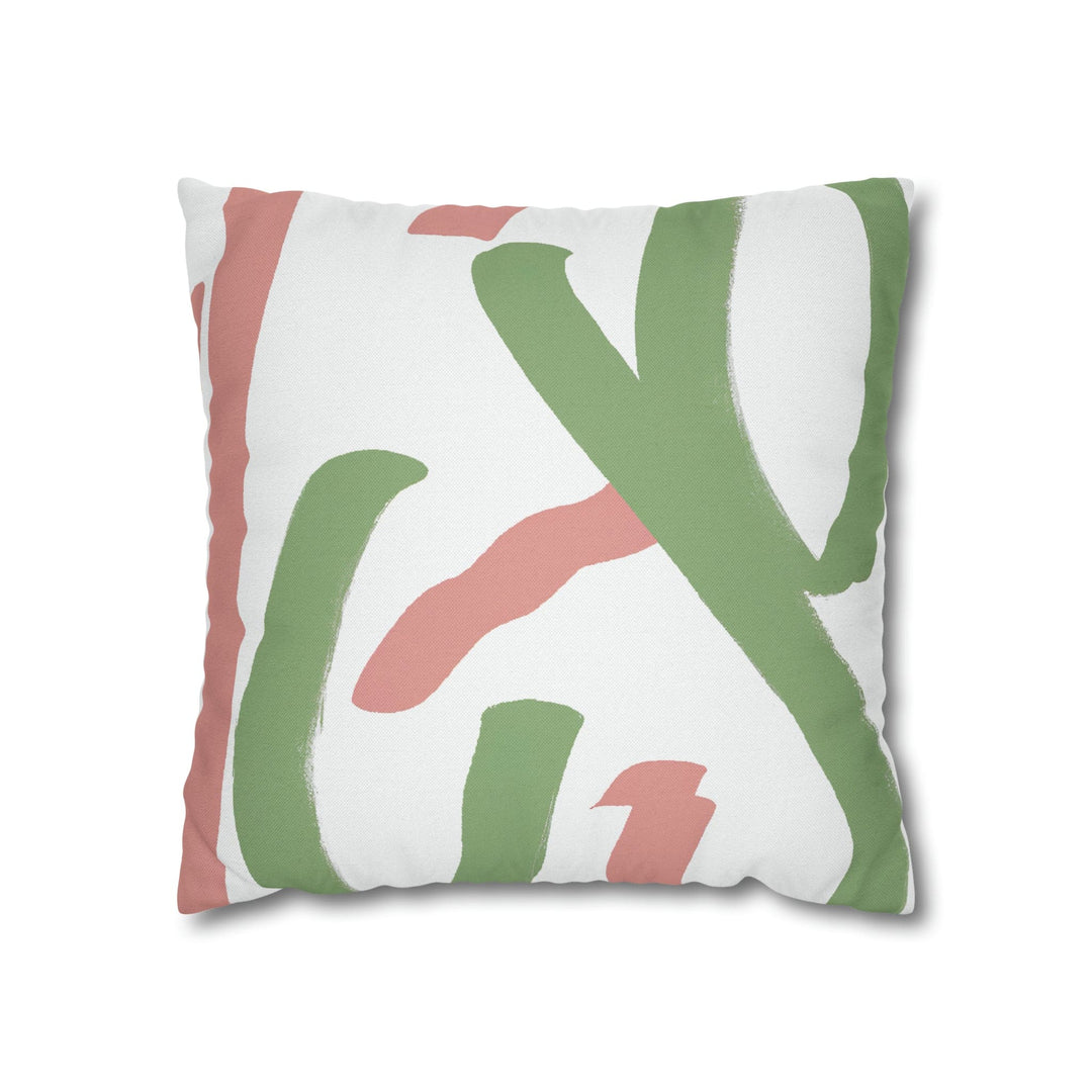 Decorative Throw Pillow Cover Green Mauve Abstract Brush Strokes - Decorative