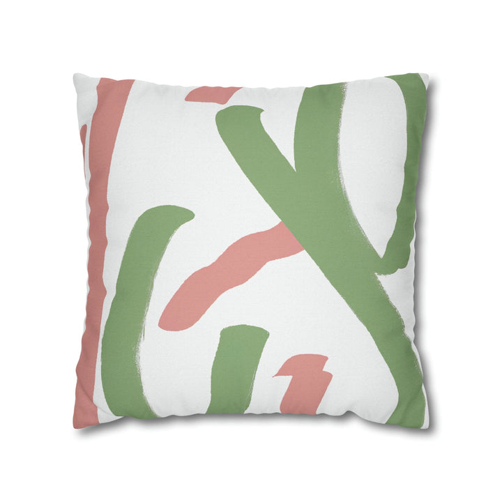 Decorative Throw Pillow Cover Green Mauve Abstract Brush Strokes - Decorative