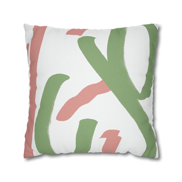 Decorative Throw Pillow Cover Green Mauve Abstract Brush Strokes - Decorative