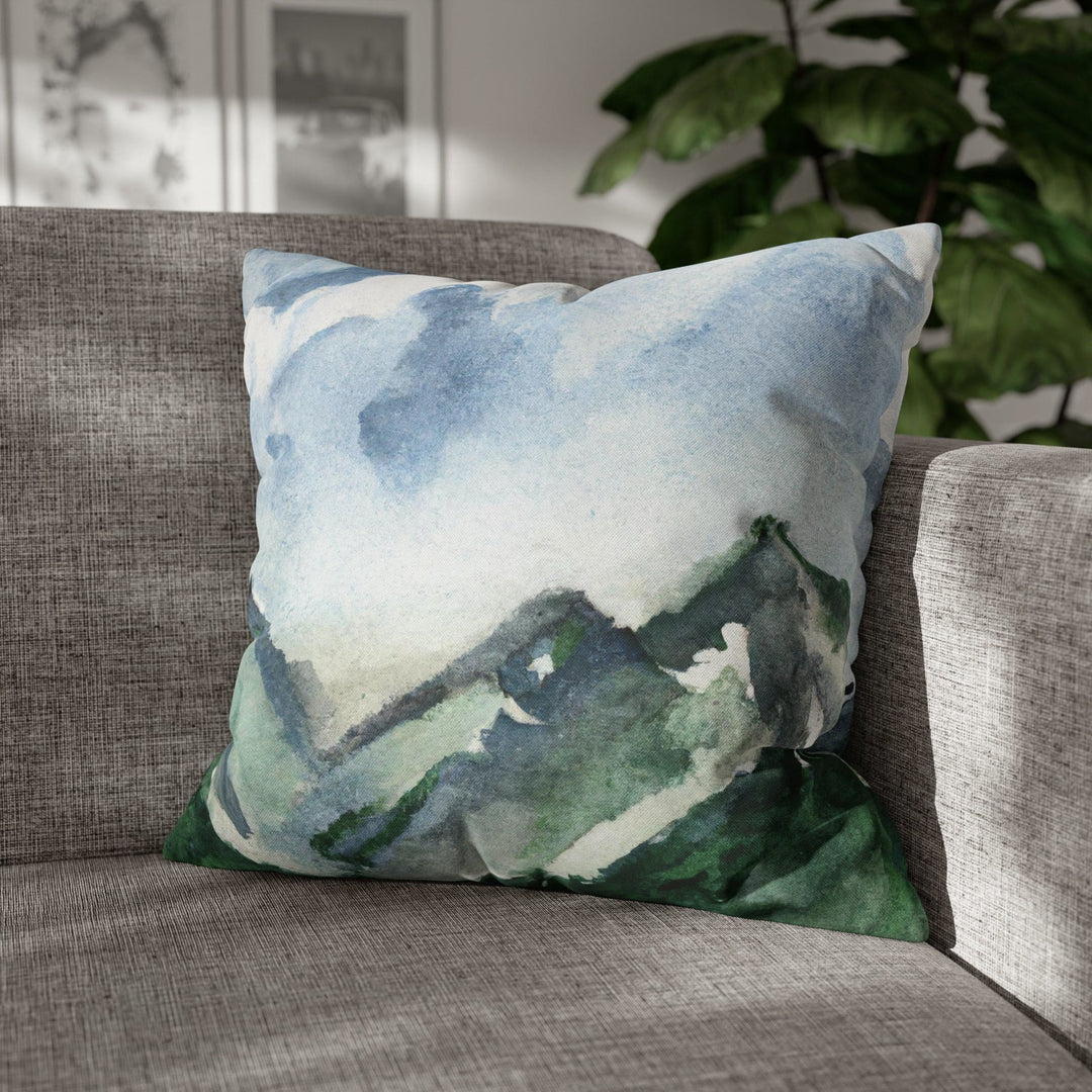 Decorative Throw Pillow Cover Green Mountainside Blue Sky - Decorative | Throw