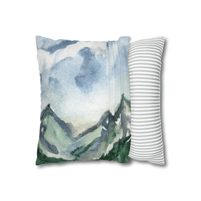 Decorative Throw Pillow Covers With Zipper - Set Of 2 Green Mountainside Nature