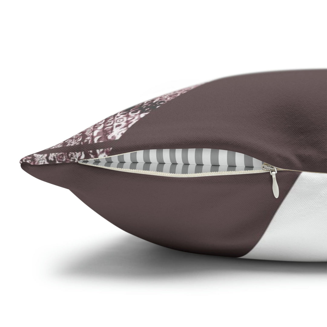 Decorative Throw Pillow Cover - Mauve Rose and White Triangular Colorblock