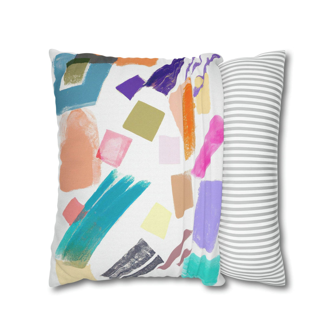 Decorative Throw Pillow Cover - Multicolor Pastel Geometric Brush Strokes