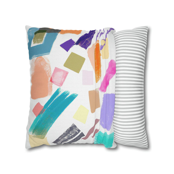Decorative Throw Pillow Cover - Multicolor Pastel Geometric Brush Strokes