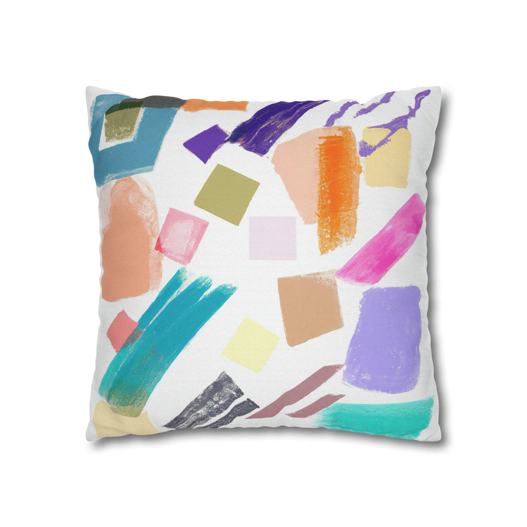 Decorative Throw Pillow Cover - Multicolor Pastel Geometric Brush Strokes
